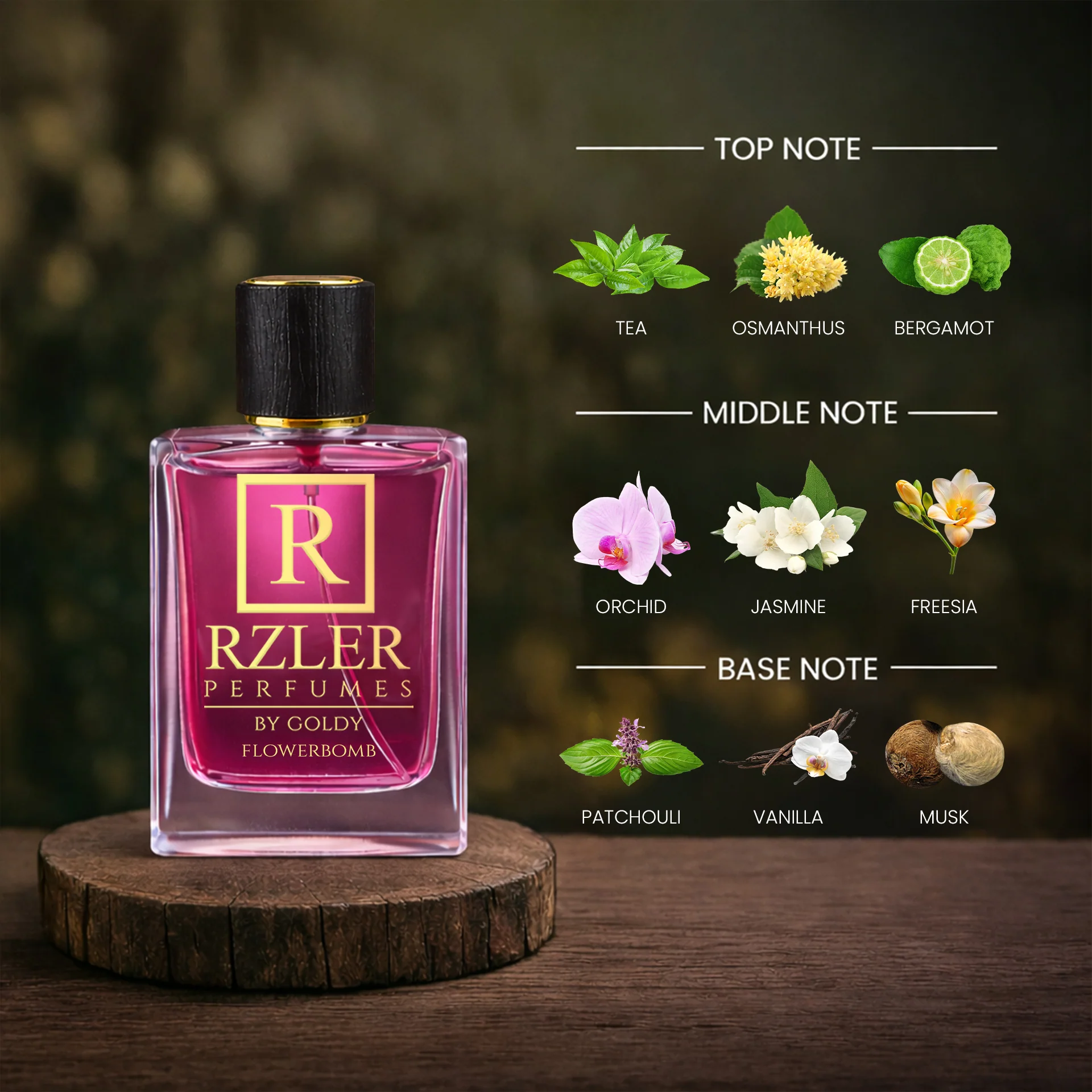 RZLER Flowerbomb Perfume for Women – 50 ml | Jasmine, Patchouli & Vanilla | Long Lasting Oriental Floral Fragrance - Image 2