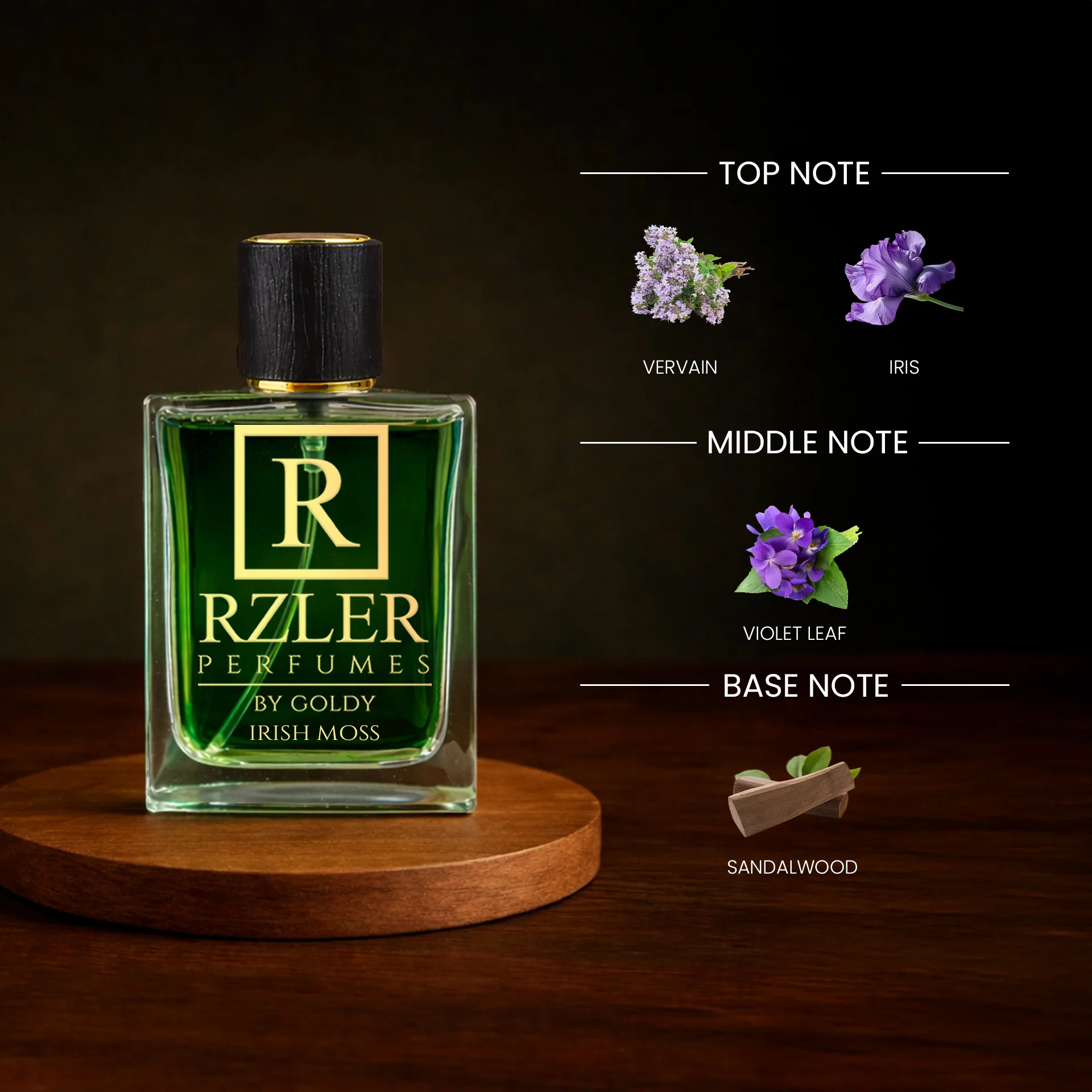 RZLER Irish Moss Perfume for Men – 50 ml | Oakmoss, Violet Leaf & Sandalwood Notes - Image 2