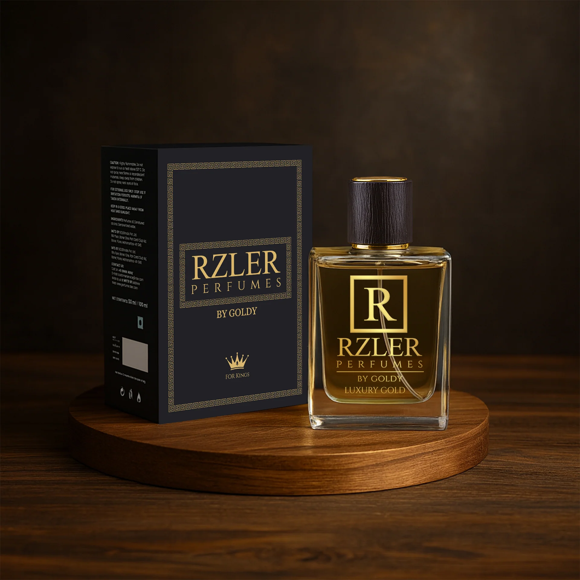 RZLER Luxury Gold Perfume for Men 50 ml | Woody Spicy Leathery Notes | Long Lasting Fragrance - Image 4
